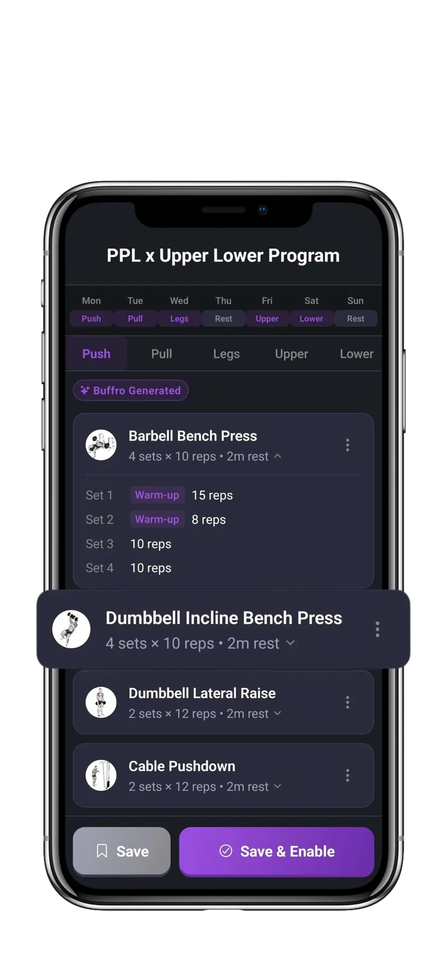 Buffro AI-generated weekly training program